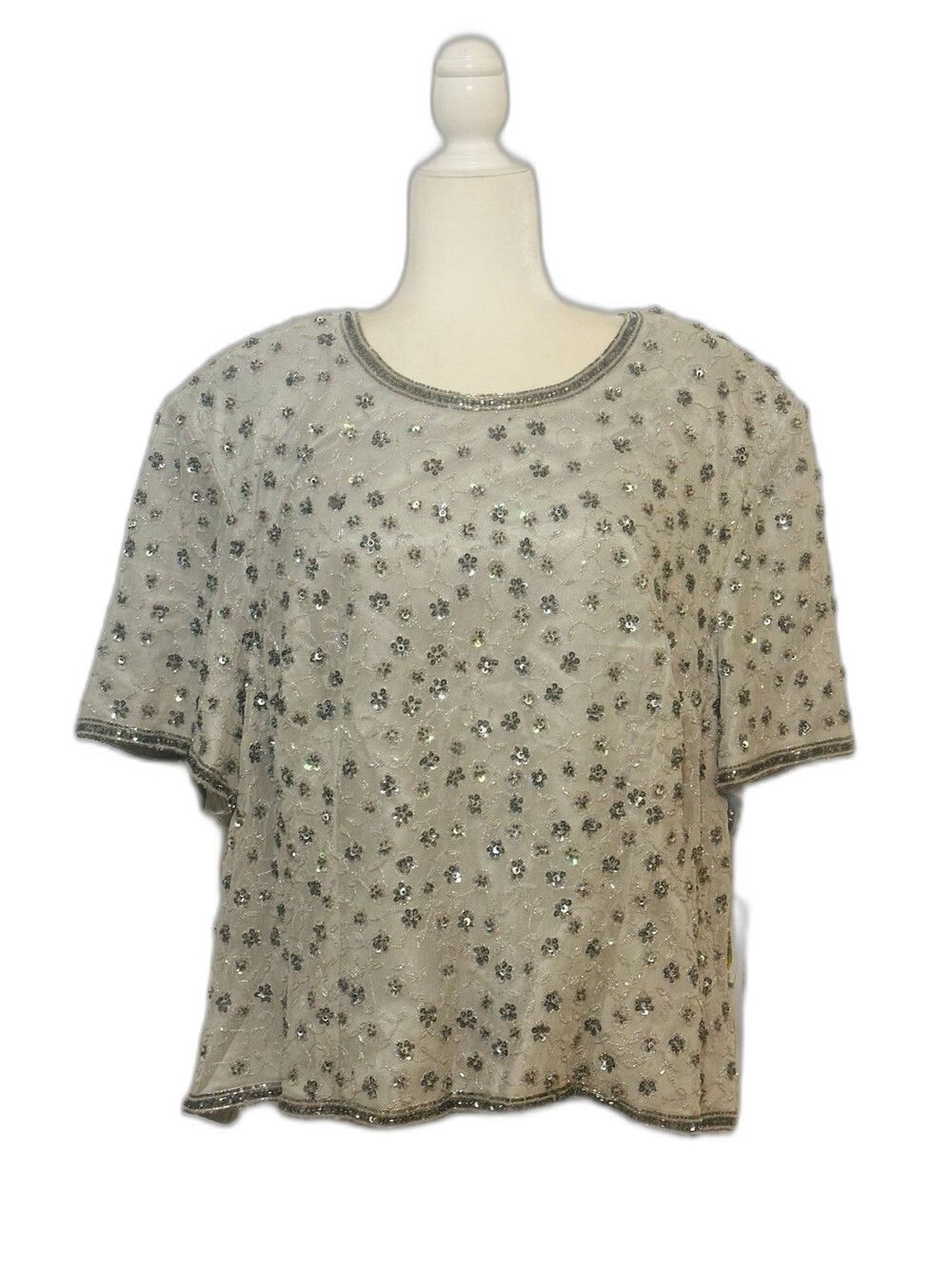 NWT Adrianna Papell Occasions Size 22W Silk Floral Hand Beaded And Sequined